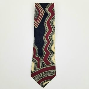 Bugatti Vintage 100% Italian silk tie abstract EUC